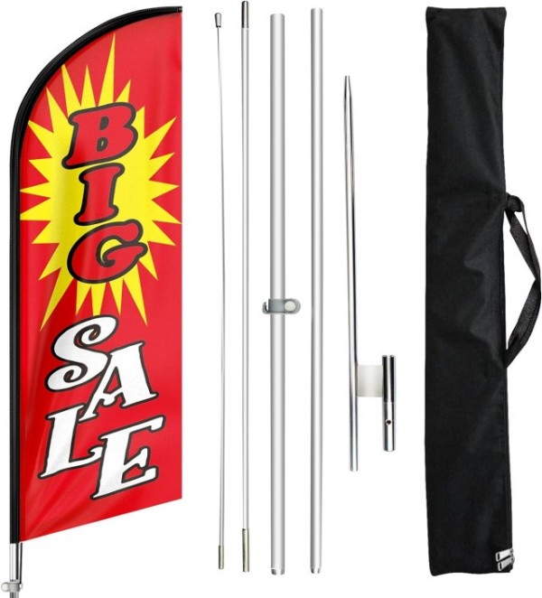 Outdoor Advertising 11FT Windless Aluminum Alloy Flagpole Feather Flags with Ground Stake