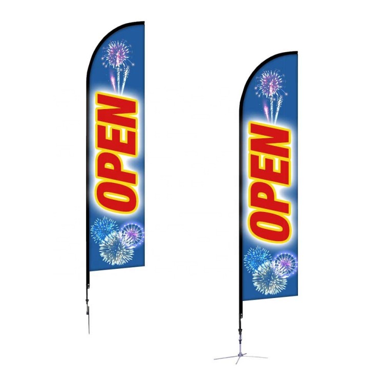 Wholesale Advertising Outdoor Displays Flying Double Sided Feather Flags Banners With Pole and Base